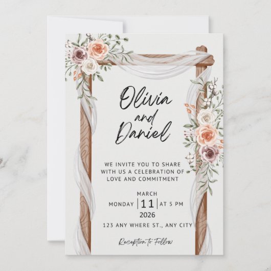  Floral Arch Wedding Invitation Kaart (Voorkant)