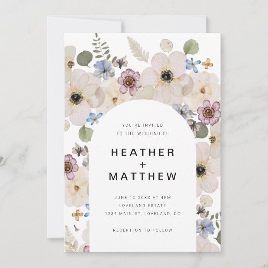 Floral Arch Wedding Uitnodiging (Voorkant)