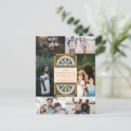 Floral Arches met kerstmultifoto Feestdagenkaart (Staand voorkant)