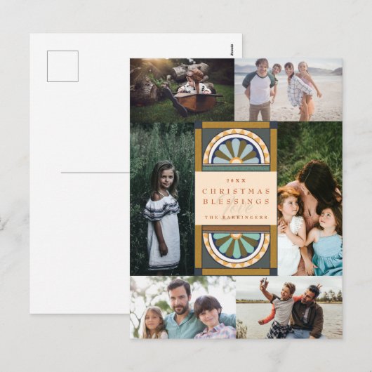 Floral Arches met kerstmultifoto Feestdagenkaart (Voorkant / Achterkant)