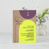 Floral Arches Neon Plum Monogram Weddenschap Menu (Staand voorkant)