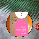 Floral Arches Pink Monogram Weddenschap Menu<br><div class="desc">Roze en gebroken witte bogen boven een kartonnen achtergrond. Monogram boven op witte boog. Witte tekst over roze boog met zwarte lijnkunstbloem links.</div>