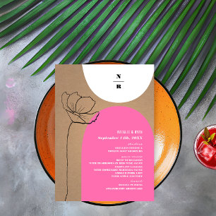 Floral Arches Pink Monogram Weddenschap Menu