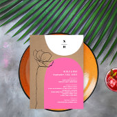 Floral Arches Pink Monogram Weddenschap Menu