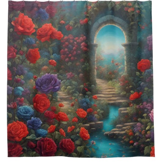 "Floral Archway Oasis" Douchegordijn (Voorkant)