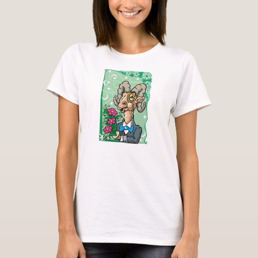 Floral Aries met stropdas van Monocle en Bow T-shirt (Voorkant)