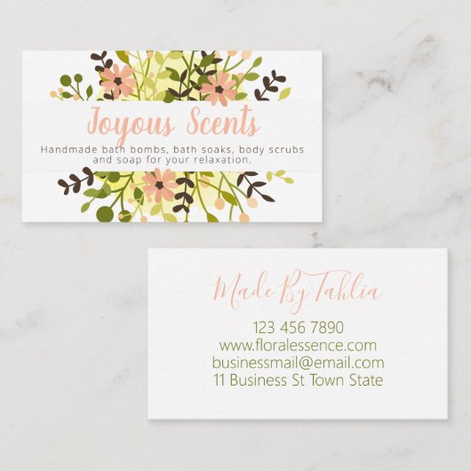 Floral Arrangement Bath Bomb Soak Scrub Visitekaartje (Voorkant / Achterkant)
