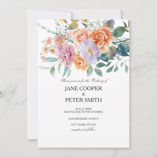 Floral arrangement. Budget Wedding Invitation Kaart (Voorkant)