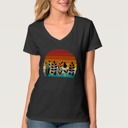 Floral Art At Sunset Boho Wildflowers Wildflower T-shirt (Voorkant)