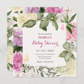 Floral art baby shower kaart (Voorkant / Achterkant)