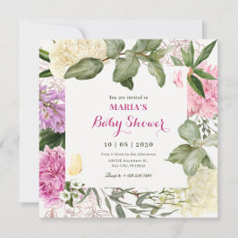 Floral art baby shower kaart