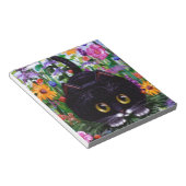 Floral Art Black Tuxedo Cat Flowers Creationarts Notitieblok (Schuin)