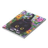 Floral Art Black Tuxedo Cat Flowers Creationarts Notitieblok (Linkerzijde)