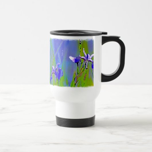 Floral Art Blue Iris Waterverf Reisbeker (Rechts)