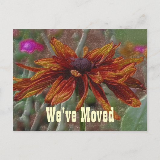 Floral Art Daisy Moving New Address Briefkaart (Voorkant)