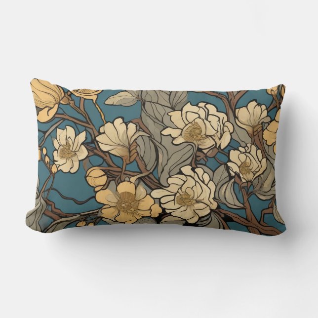 Floral Art Deco Art Nouveau Stijl Ontwerp Kussen (Voorkant)