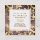 *~* Floral Art Deco Gold Bird Pattern Vierkante Visitekaartje (Achterkant)