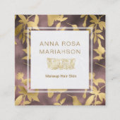 *~* Floral Art Deco Gold Bird Pattern Vierkante Visitekaartje (Voorkant)