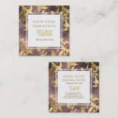 *~* Floral Art Deco Gold Bird Pattern Vierkante Visitekaartje (Voorkant / Achterkant)