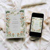 Floral Art Deco Gouden bruiloft uitnodiging