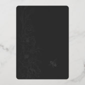 Floral Art Deco leisteen & zwarte bruiloft uitnodi Folie Uitnodiging (Achterkant)