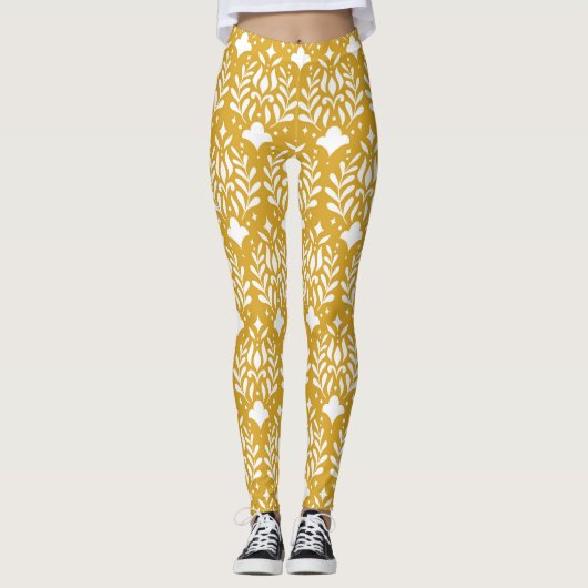 Floral Art Deco: Moderne damast Leggings (Voorkant)
