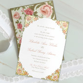 Floral Art Deco Sage Groene Folie Uitnodiging