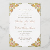 Floral Art Deco Sage Groene Folie Uitnodiging (Voorkant)