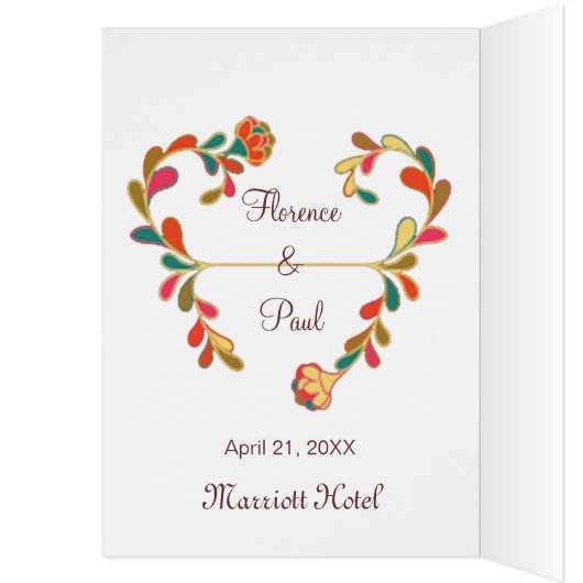 Floral art deco Wedding Menu (Binnen (Links))