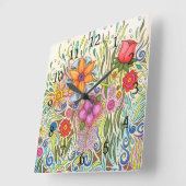 Floral Art Design Flower 12 Vierkante Klok (Hoek)