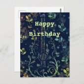 Floral Art Guitar Verjaardag Kaart (Voorkant / Achterkant)
