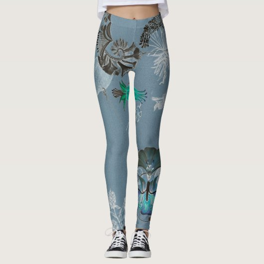 Floral Art Leggings - Blue Ferdinand (Voorkant)