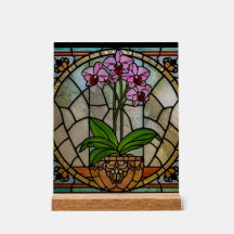 Floral Art Nouveau Acrylic Stained Glass Wall Art 
