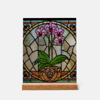 Floral Art Nouveau Acrylic Stained Glass Wall Art  Acryl Bord