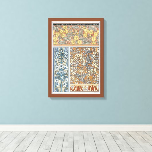  Floral Art Nouveau, Arrowiad Flowers Canvas Afdruk (Insitu (Houten vloer))