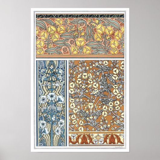  Floral Art Nouveau, Arrowiad Flowers Poster (Voorkant)