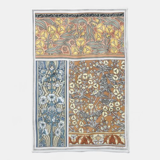  Floral Art Nouveau, Arrowiad Flowers Theedoek (Verticaal)