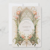 Floral Art Nouveau bruiloft uitnodiging (Voorkant)