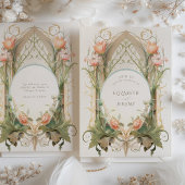 Floral Art Nouveau bruiloft uitnodiging