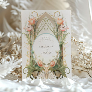 Floral Art Nouveau bruiloft uitnodiging
