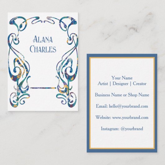 Floral art nouveau frame visitekaartje (Voorkant / Achterkant)