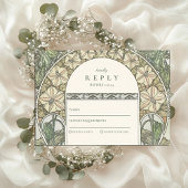 Floral Art Nouveau Greenery bruiloft RSVP Kaartje