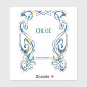 Floral art nouveau lijst Custom-Cut Vinyl Sticker (Vel)