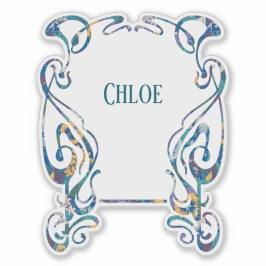 Floral art nouveau lijst Custom-Cut Vinyl Sticker (Voorkant)