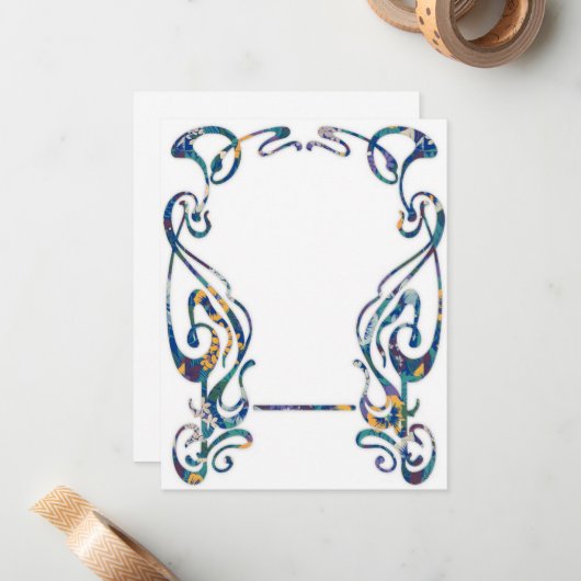 Floral art nouveau lijst notitiekaartje (Voorkant / Achterkant in situ)