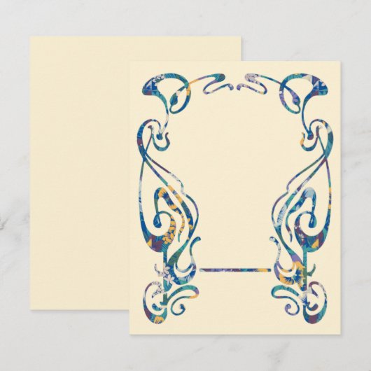 Floral art nouveau lijst notitiekaartje (Voorkant / Achterkant)
