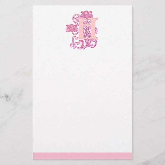 Floral Art Nouveau Monogram Briefpapier (Voorkant)