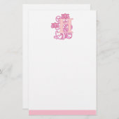 Floral Art Nouveau Monogram Briefpapier (Voorkant / Achterkant)