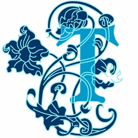 Floral Art Nouveau Monogram T Staand Fotobeeldje (Voorkant)