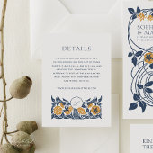 Floral Art Nouveau Monogram Trouwdetails Kaart